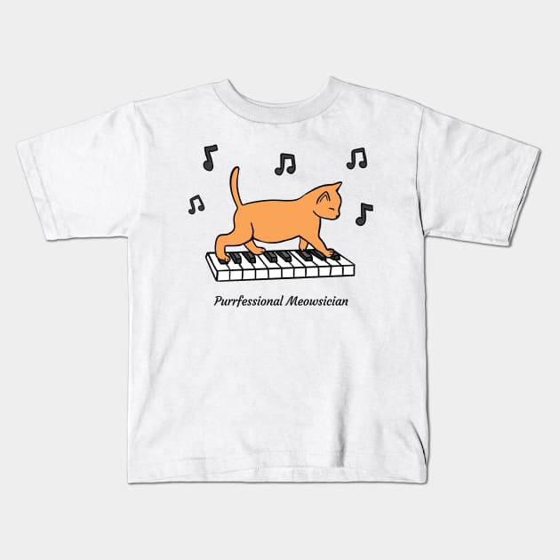 Purrfessional Meowsician Kids T-Shirt by Kelly Louise Art